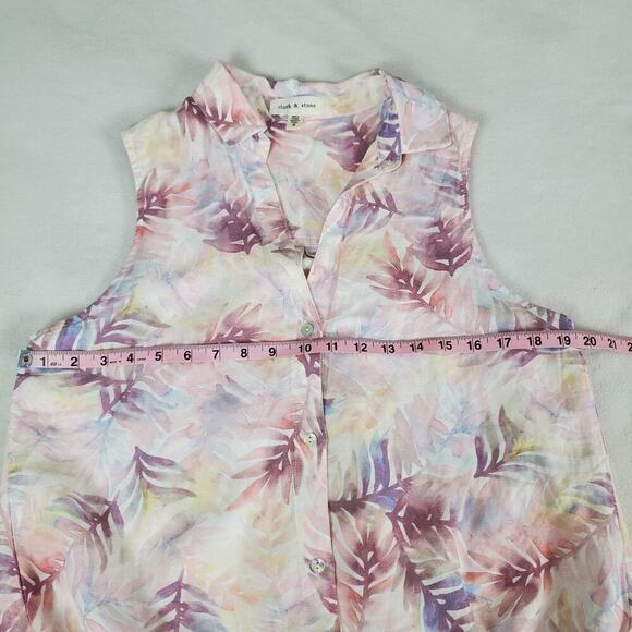 Anthropologie Cloth & Stone Linen Blend Top Womens Sz M Drawstring Bottom - Picture 6 of 7